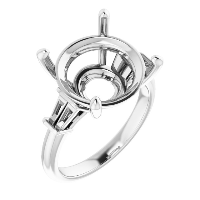 Baguette Accented Engagement Ring