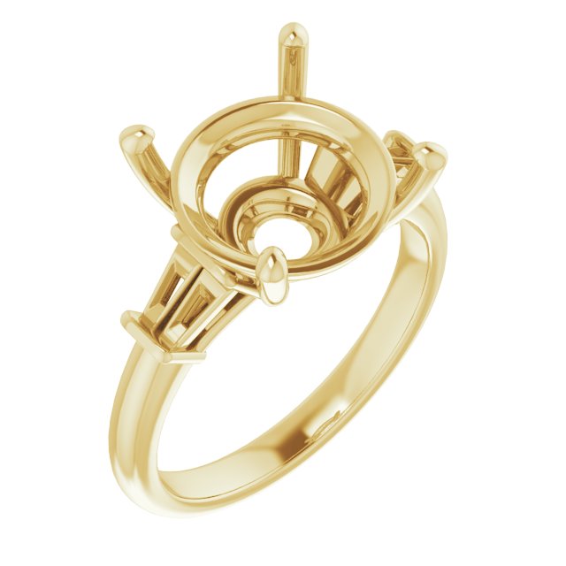Baguette Accented Engagement Ring