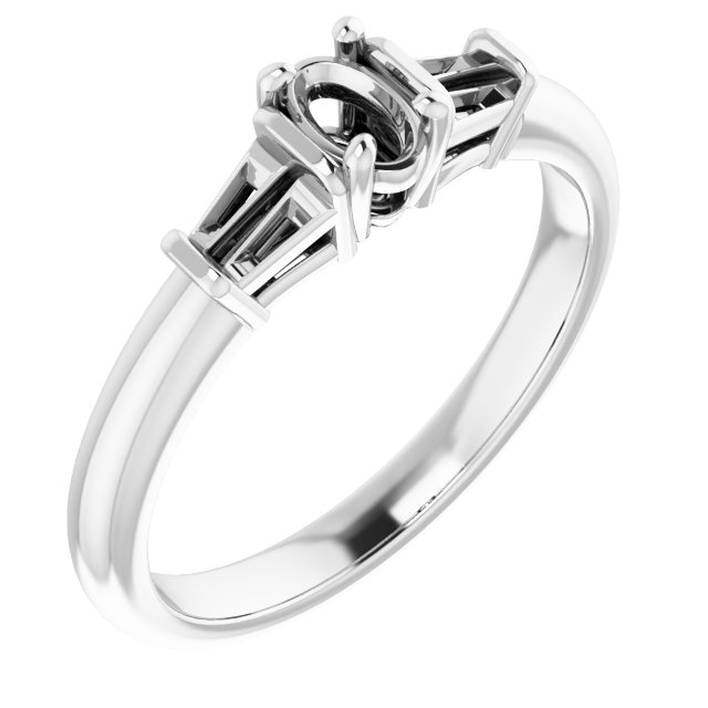 Baguette Accented Engagement Ring
