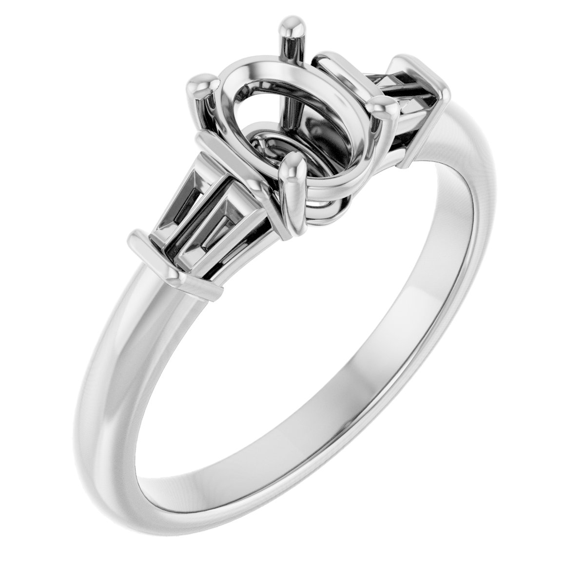 Baguette Accented Engagement Ring