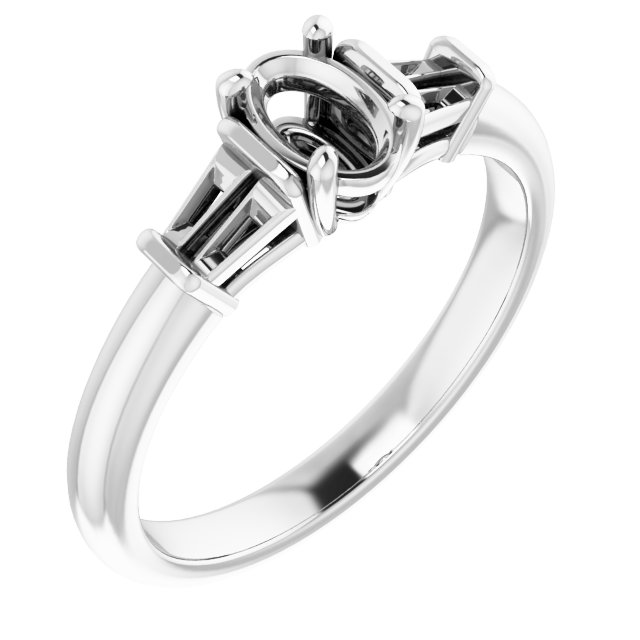 Baguette Accented Engagement Ring