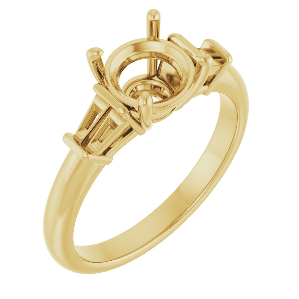 Baguette Accented Engagement Ring