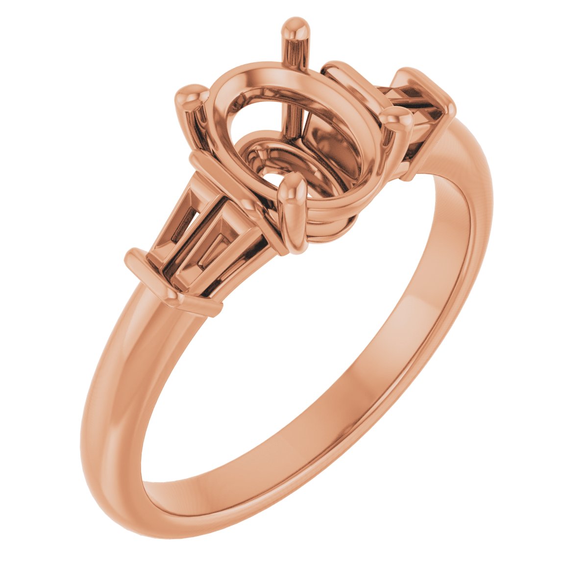 Baguette Accented Engagement Ring