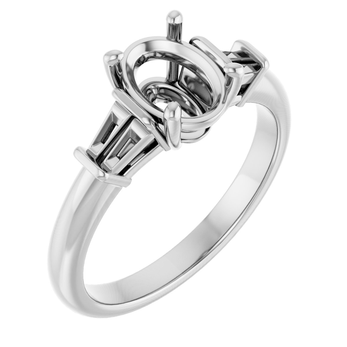 Baguette Accented Engagement Ring