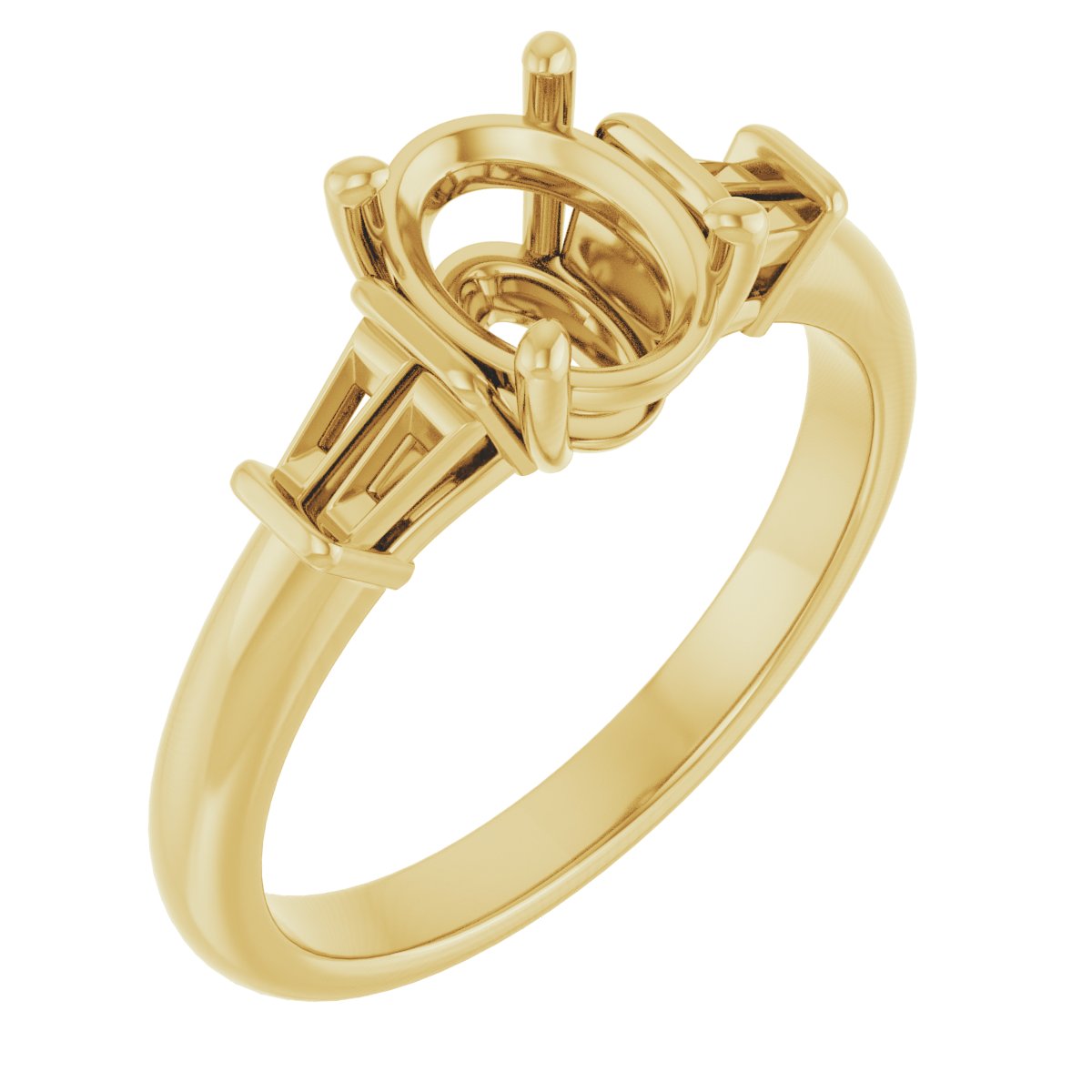 Baguette Accented Engagement Ring