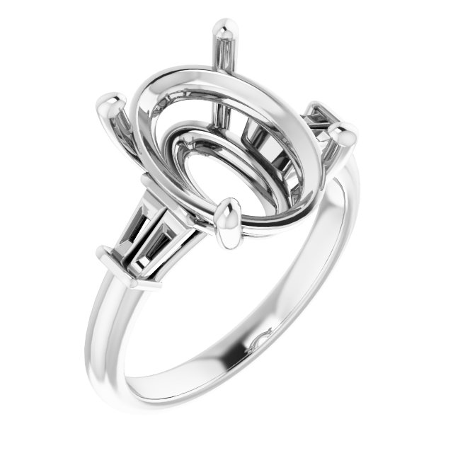 Baguette Accented Engagement Ring
