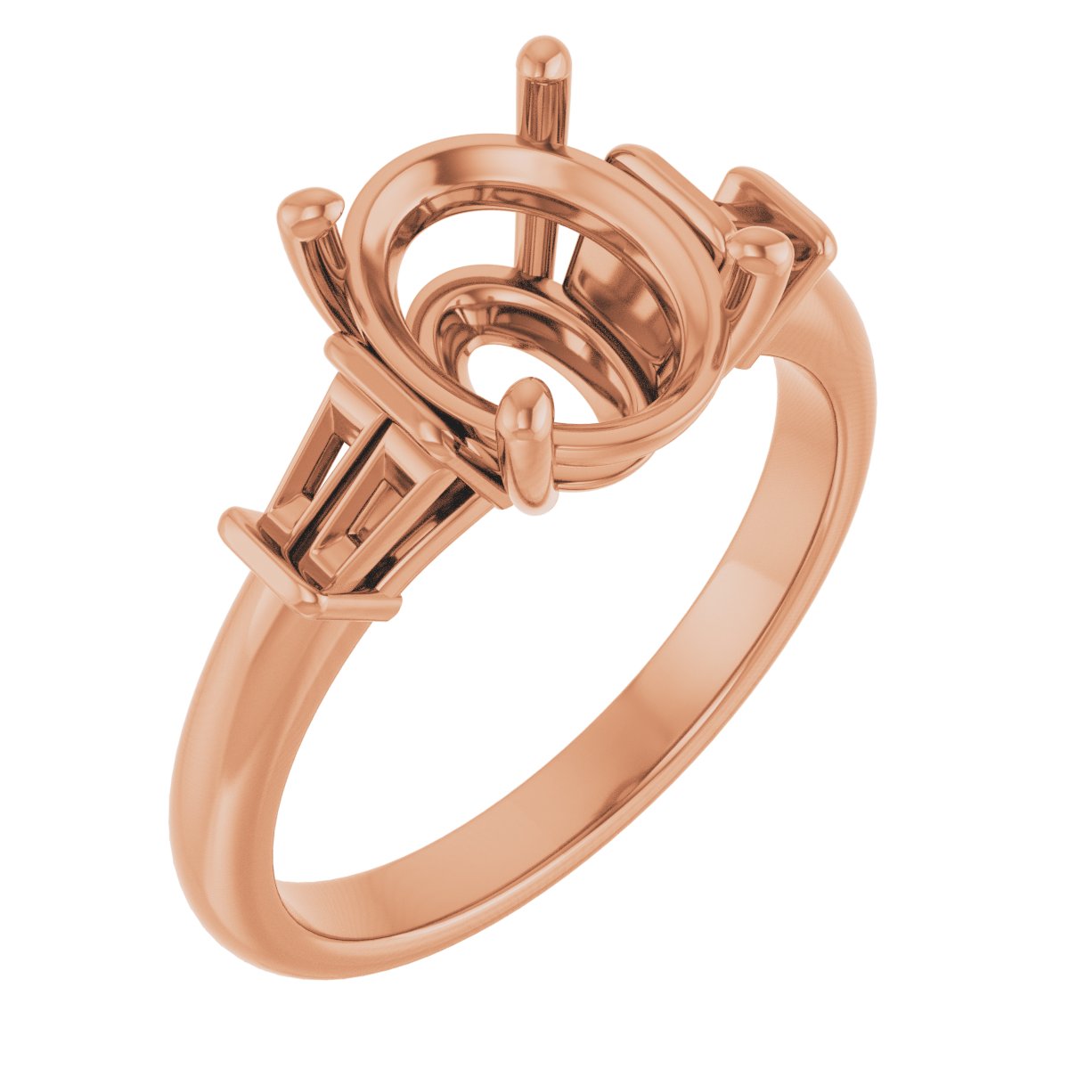 Baguette Accented Engagement Ring