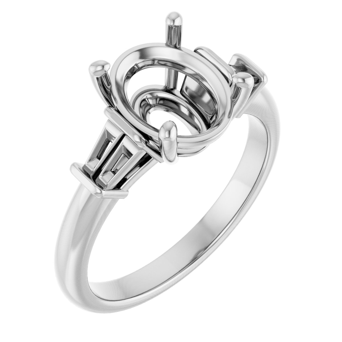 Baguette Accented Engagement Ring