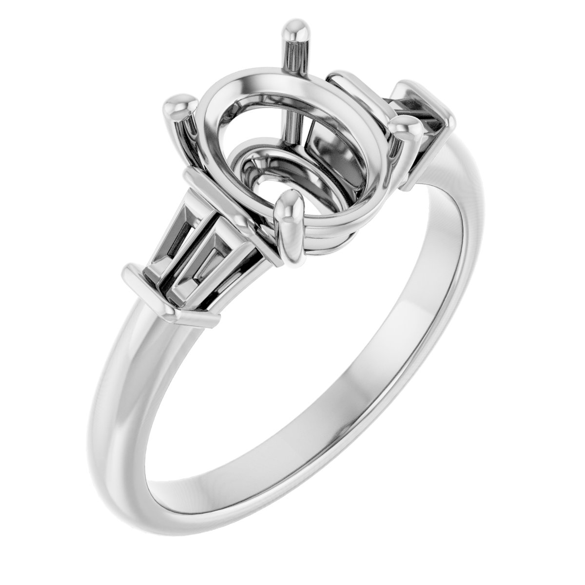 Baguette Accented Engagement Ring