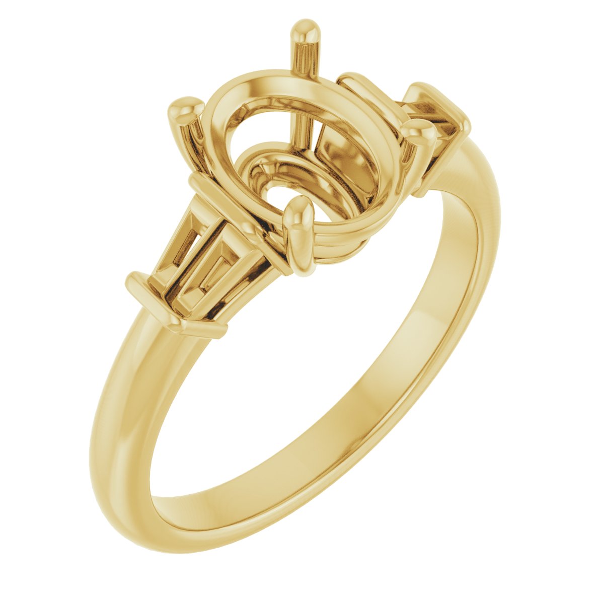 Baguette Accented Engagement Ring