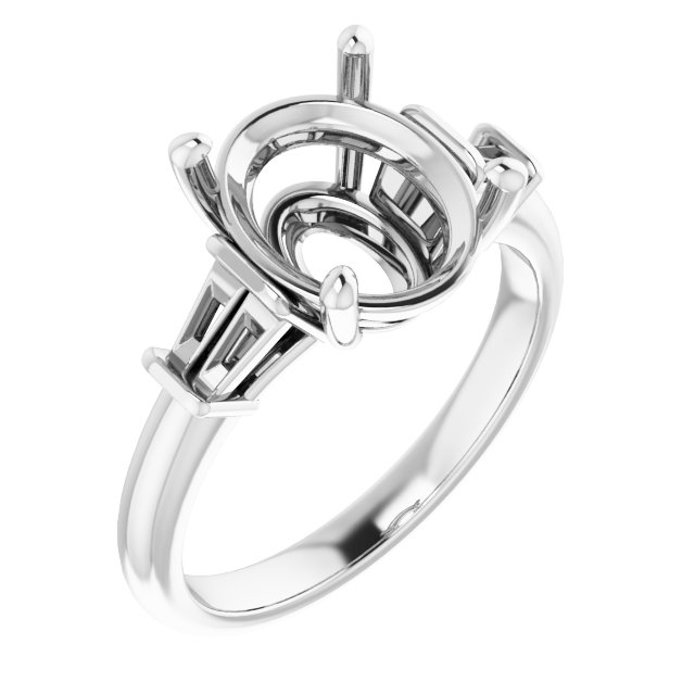 Baguette Accented Engagement Ring
