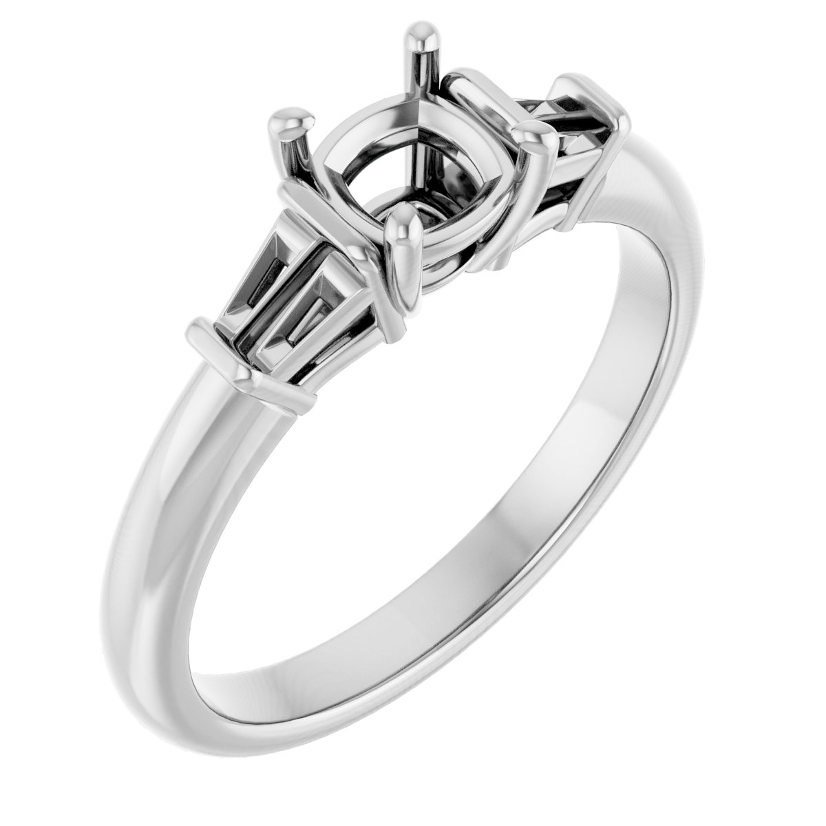 Baguette Accented Engagement Ring