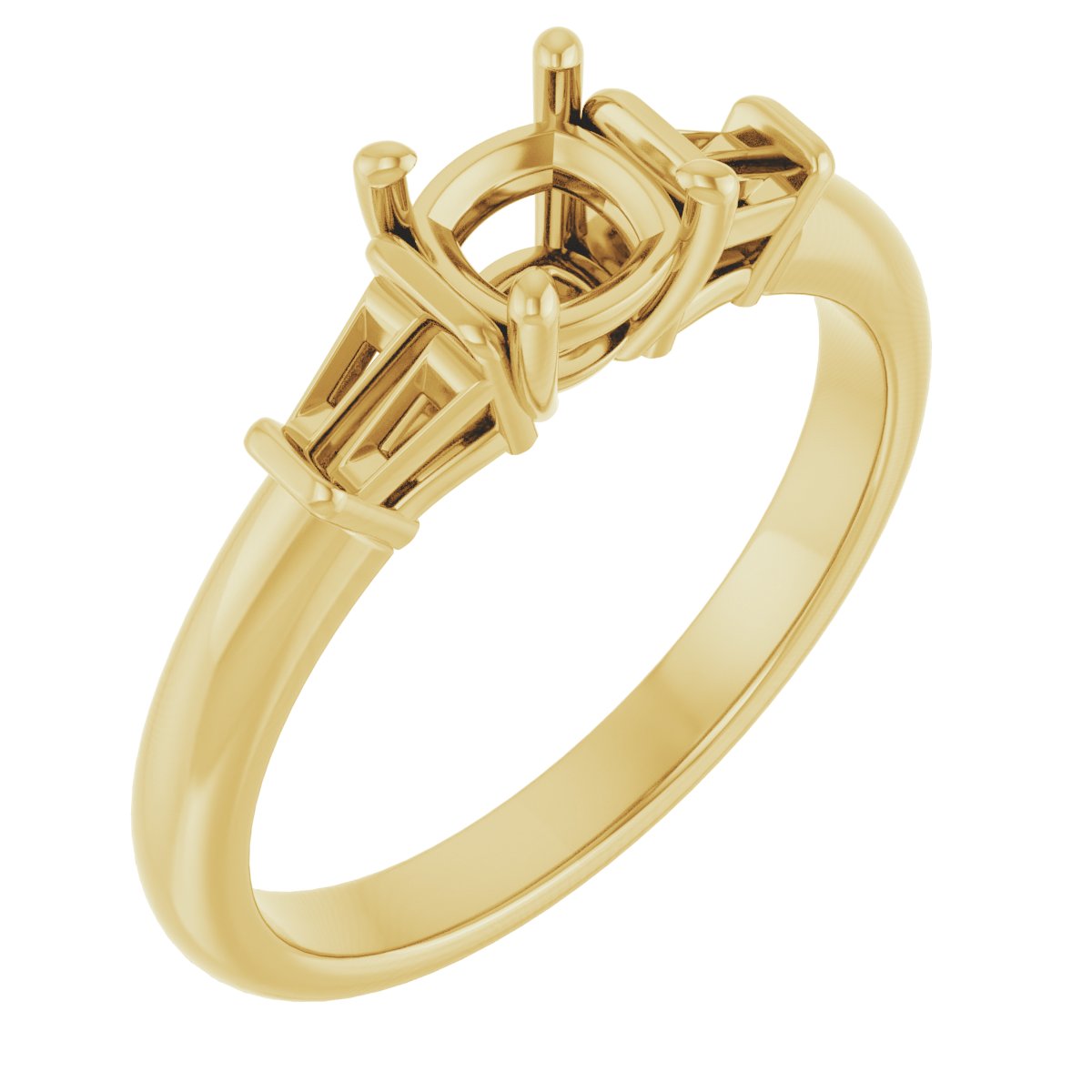 Baguette Accented Engagement Ring