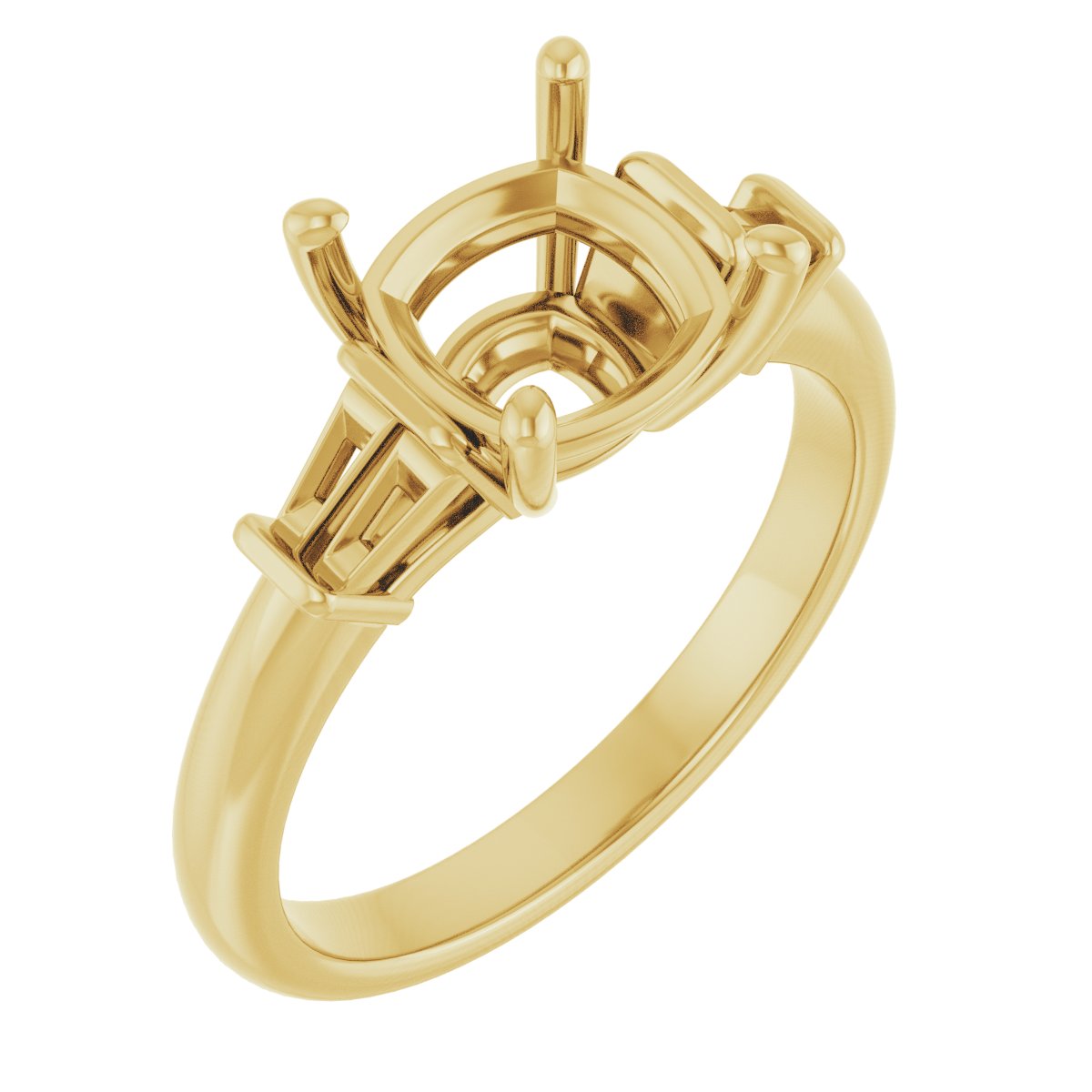 Baguette Accented Engagement Ring