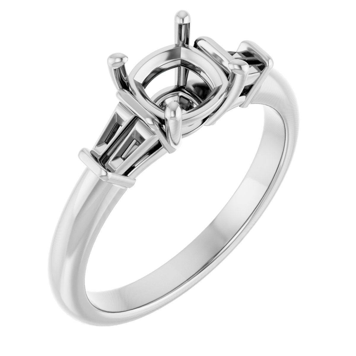 Baguette Accented Engagement Ring
