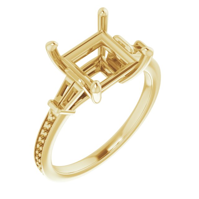 Baguette Accented Engagement Ring