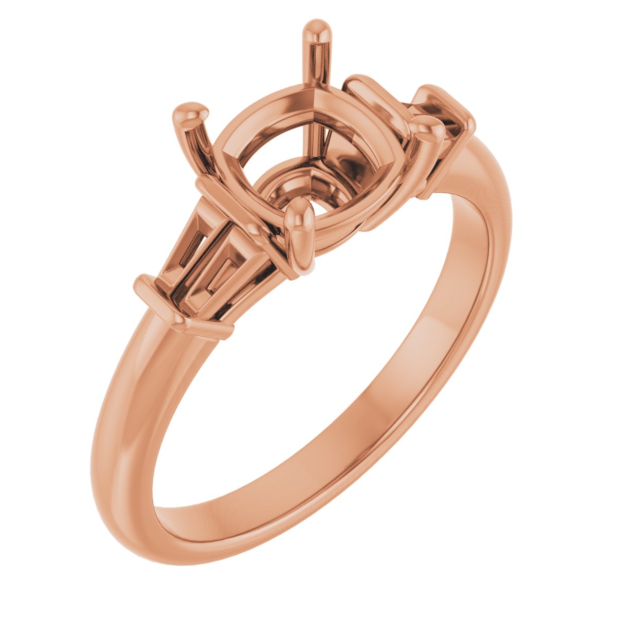 Baguette Accented Engagement Ring