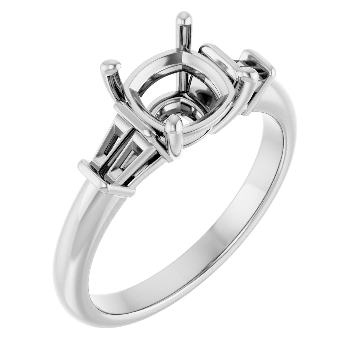 Baguette Accented Engagement Ring