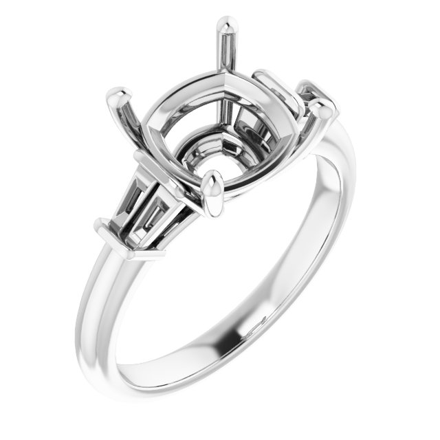 Baguette Accented Engagement Ring
