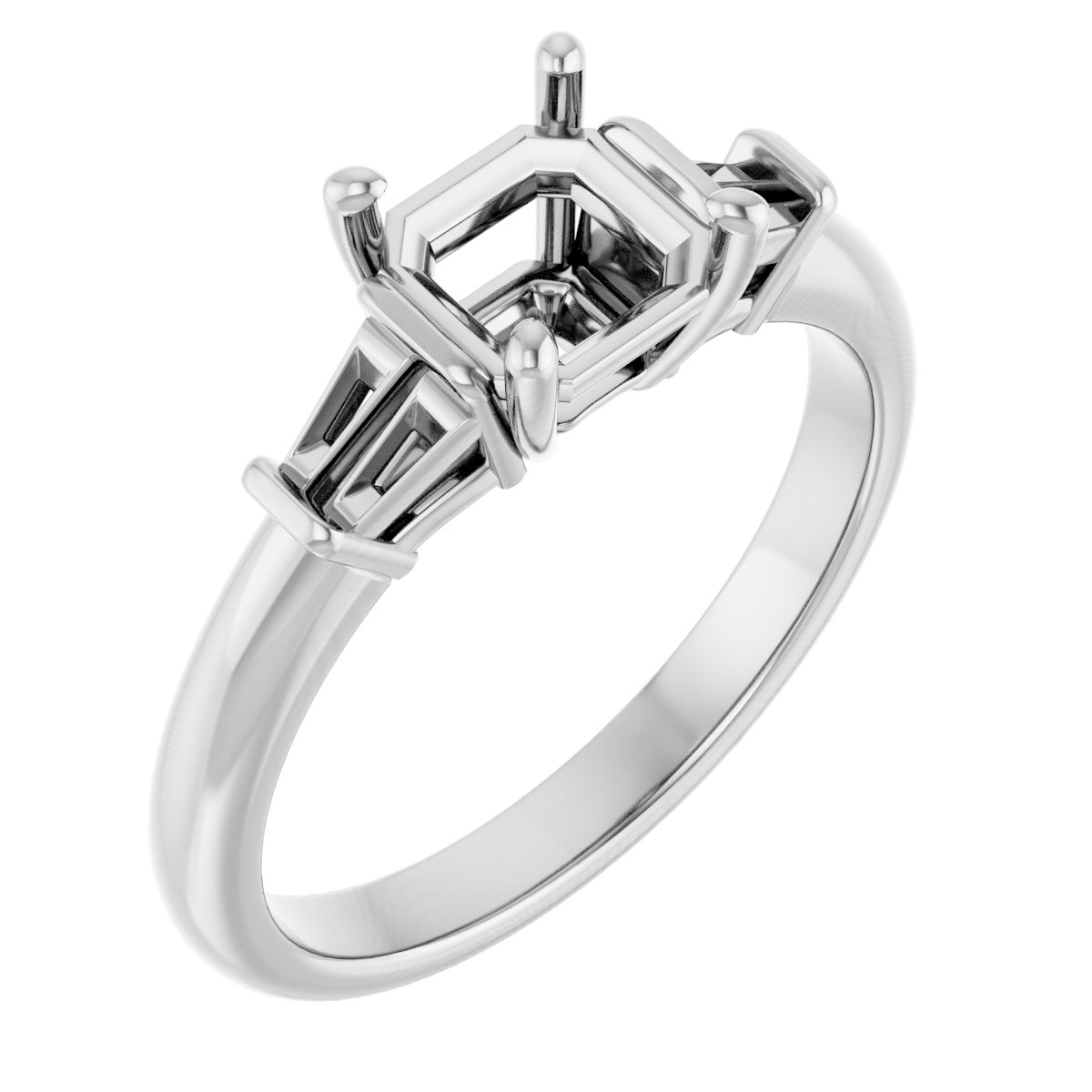 Baguette Accented Engagement Ring