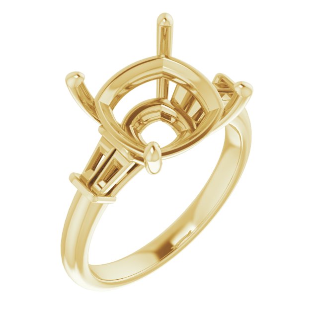 Baguette Accented Engagement Ring