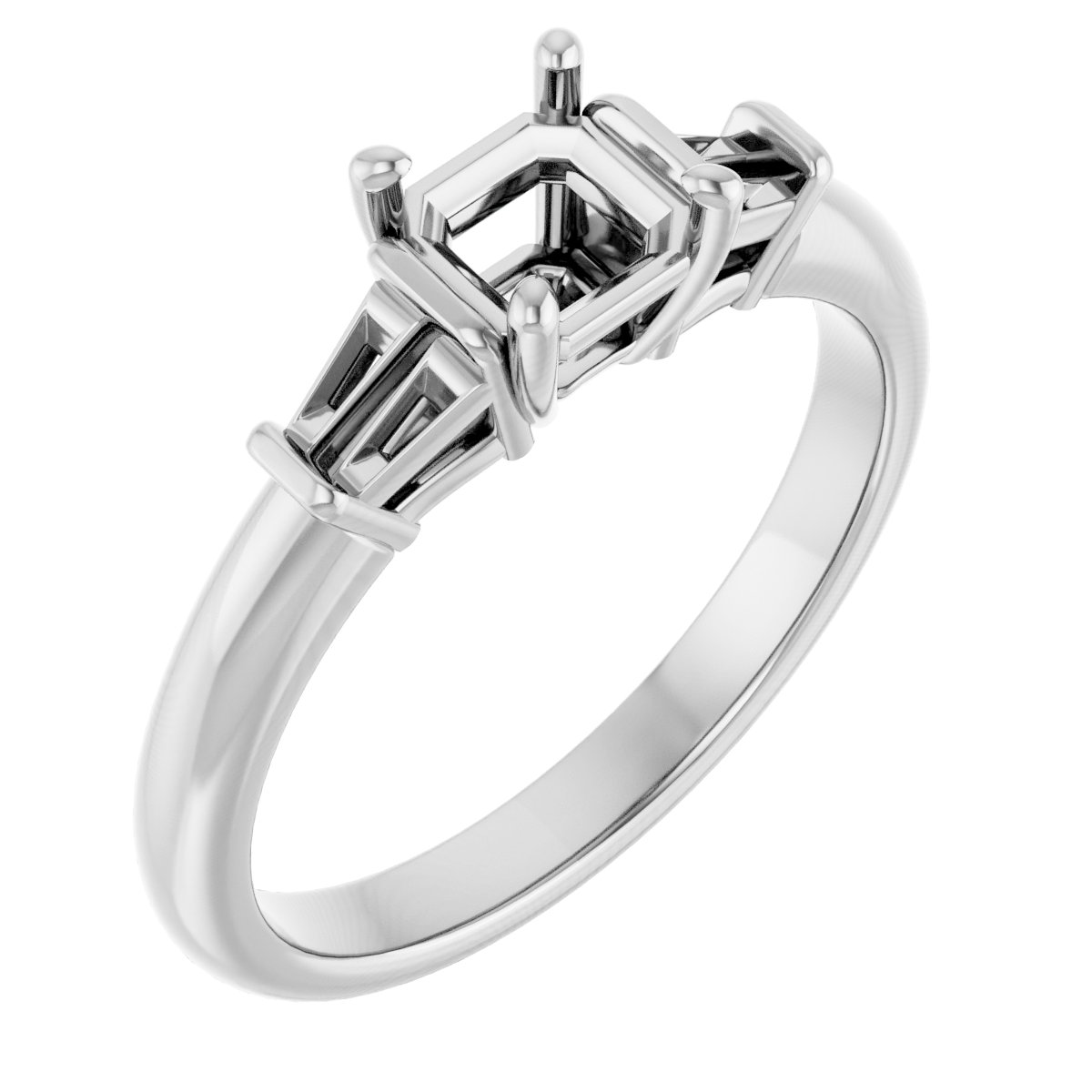Baguette Accented Engagement Ring