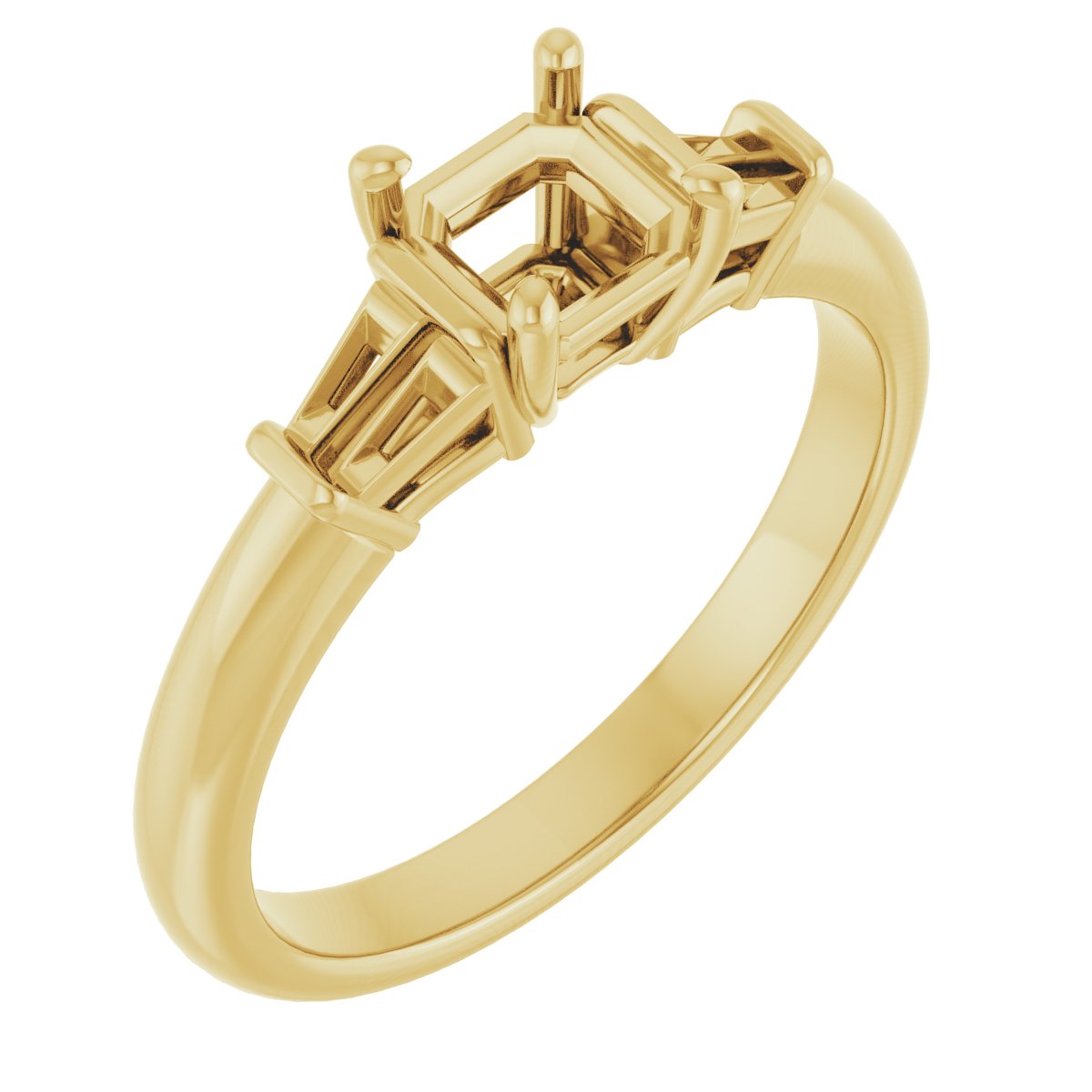 Baguette Accented Engagement Ring