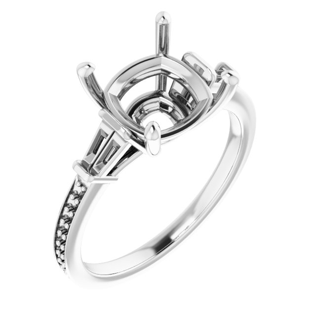 Baguette Accented Engagement Ring