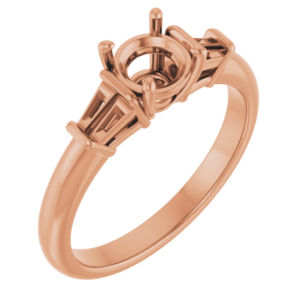 Baguette Accented Engagement Ring