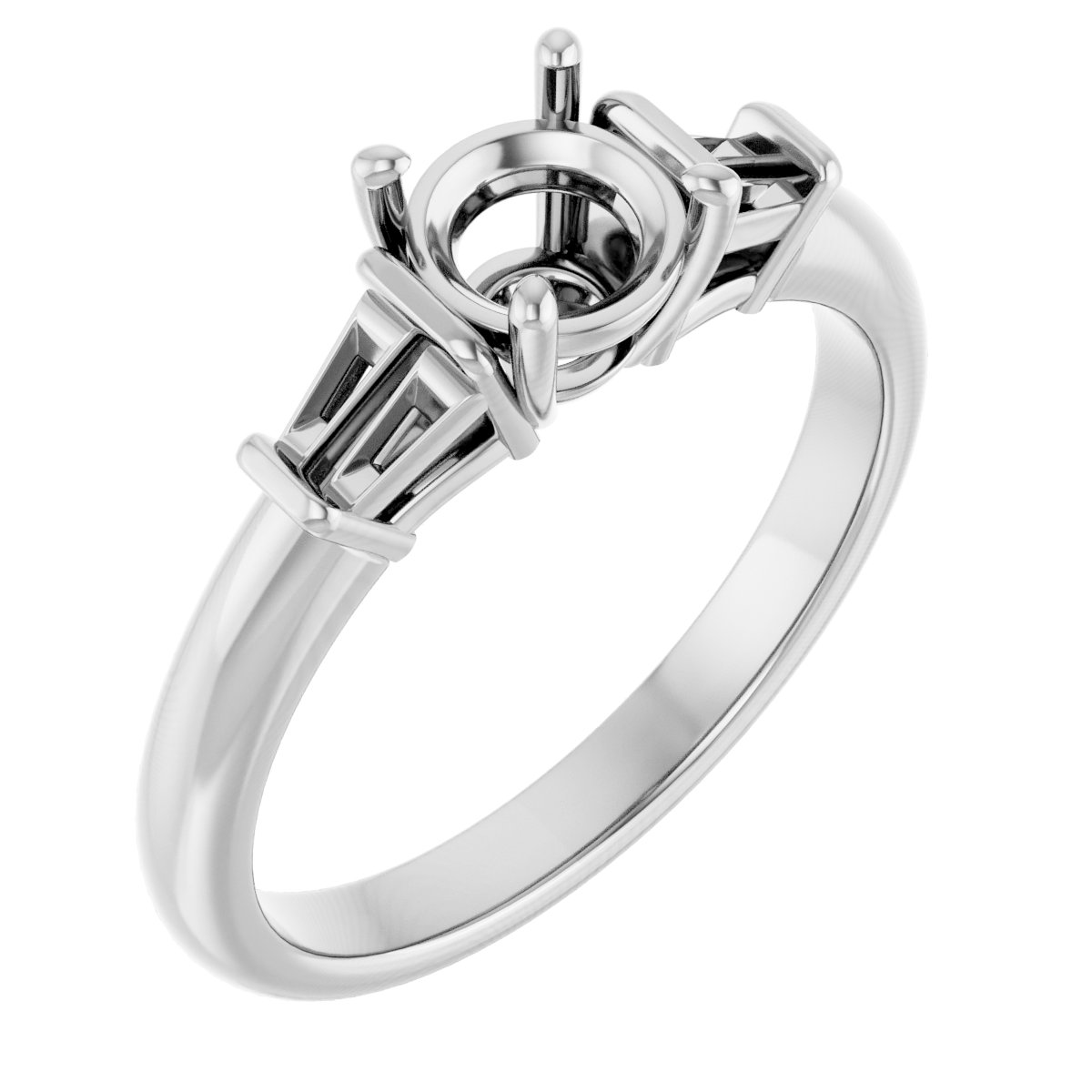 Baguette Accented Engagement Ring