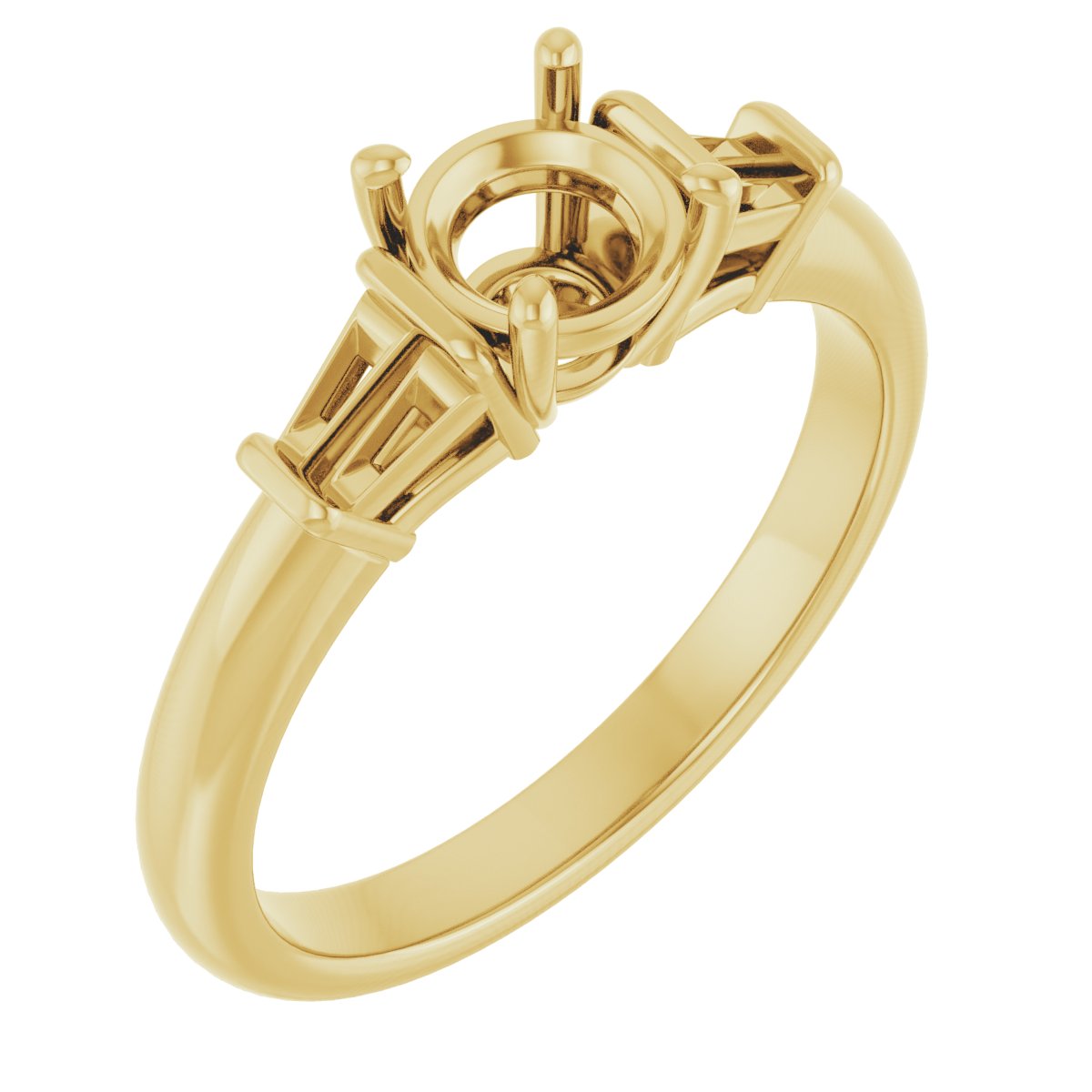 Baguette Accented Engagement Ring