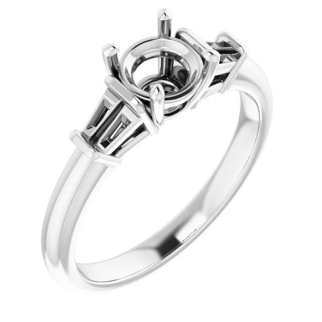 Baguette Accented Engagement Ring