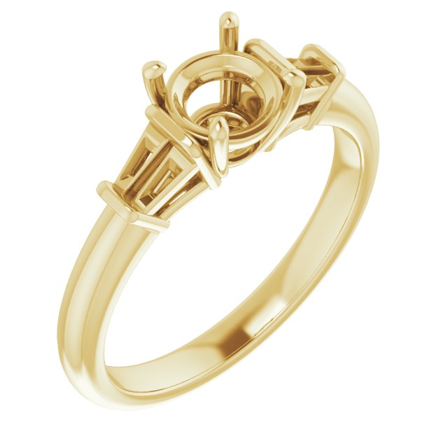 Baguette Accented Engagement Ring