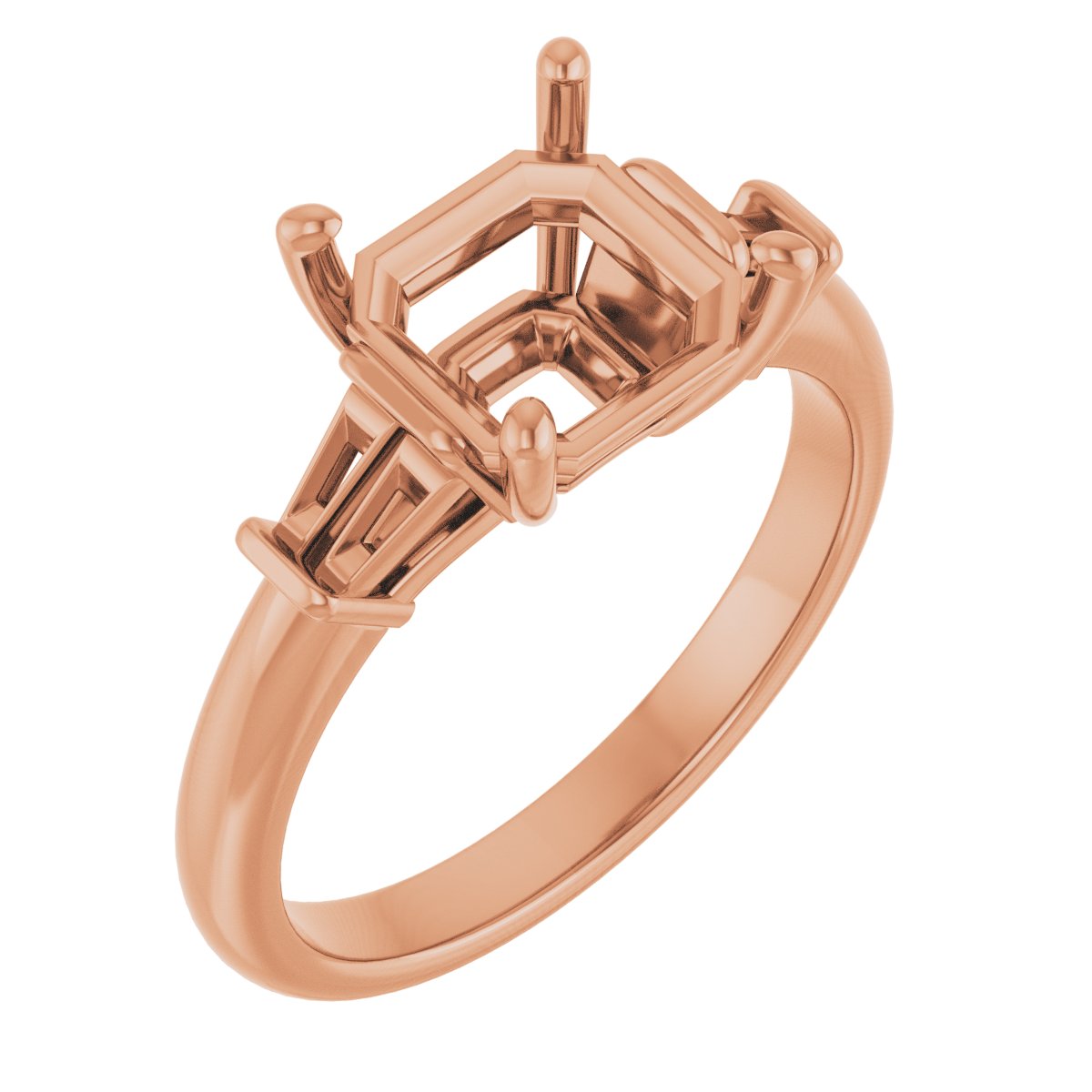 Baguette Accented Engagement Ring