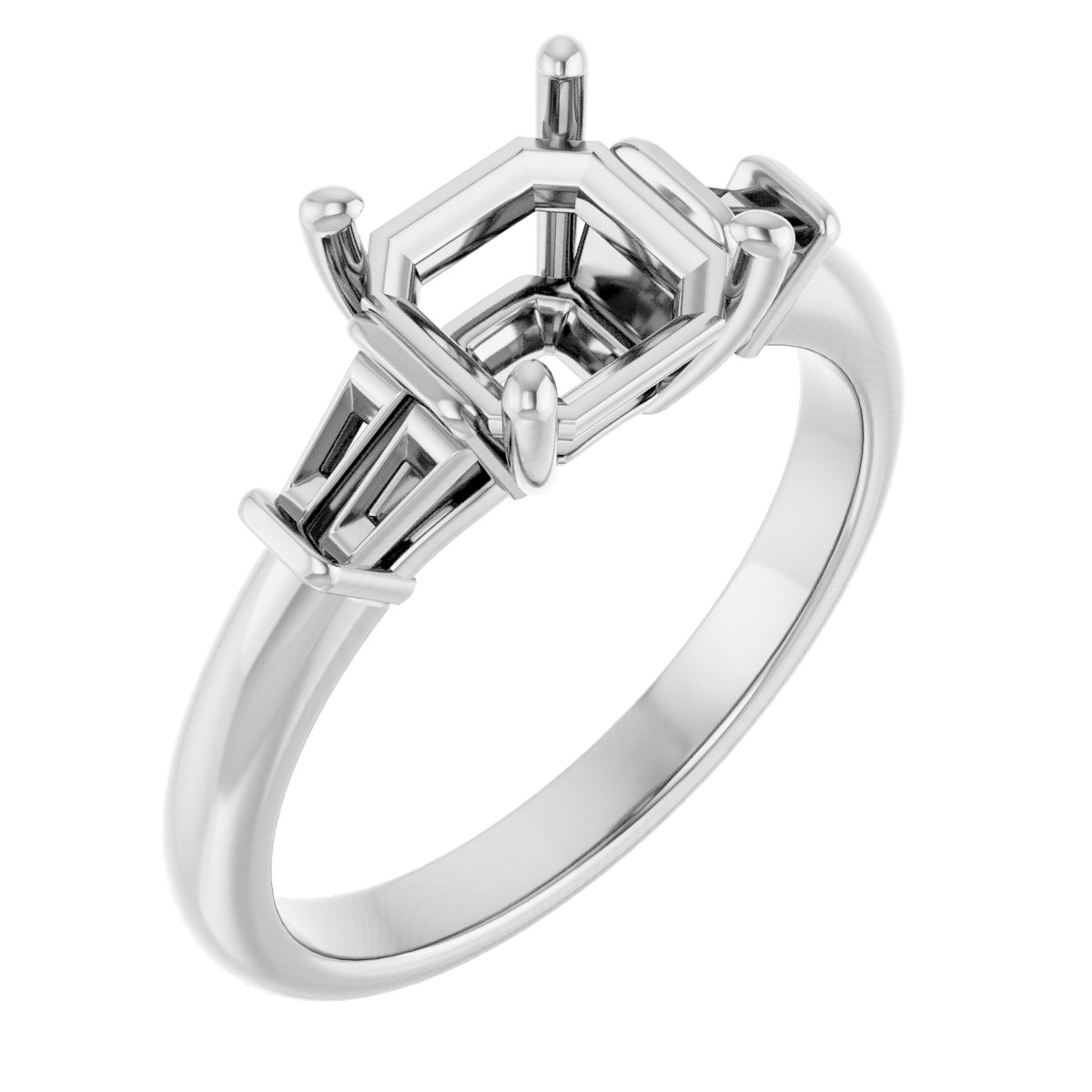 Baguette Accented Engagement Ring