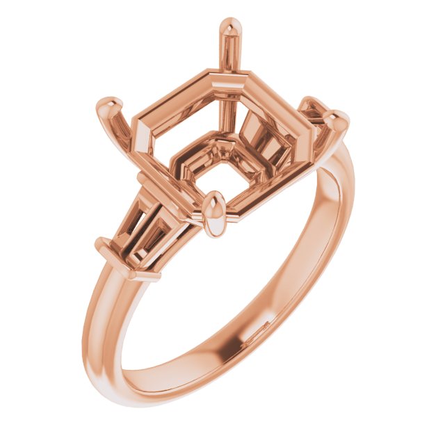 Baguette Accented Engagement Ring