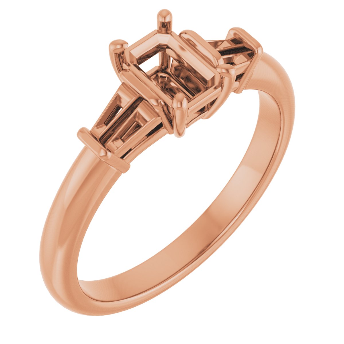 Baguette Accented Engagement Ring