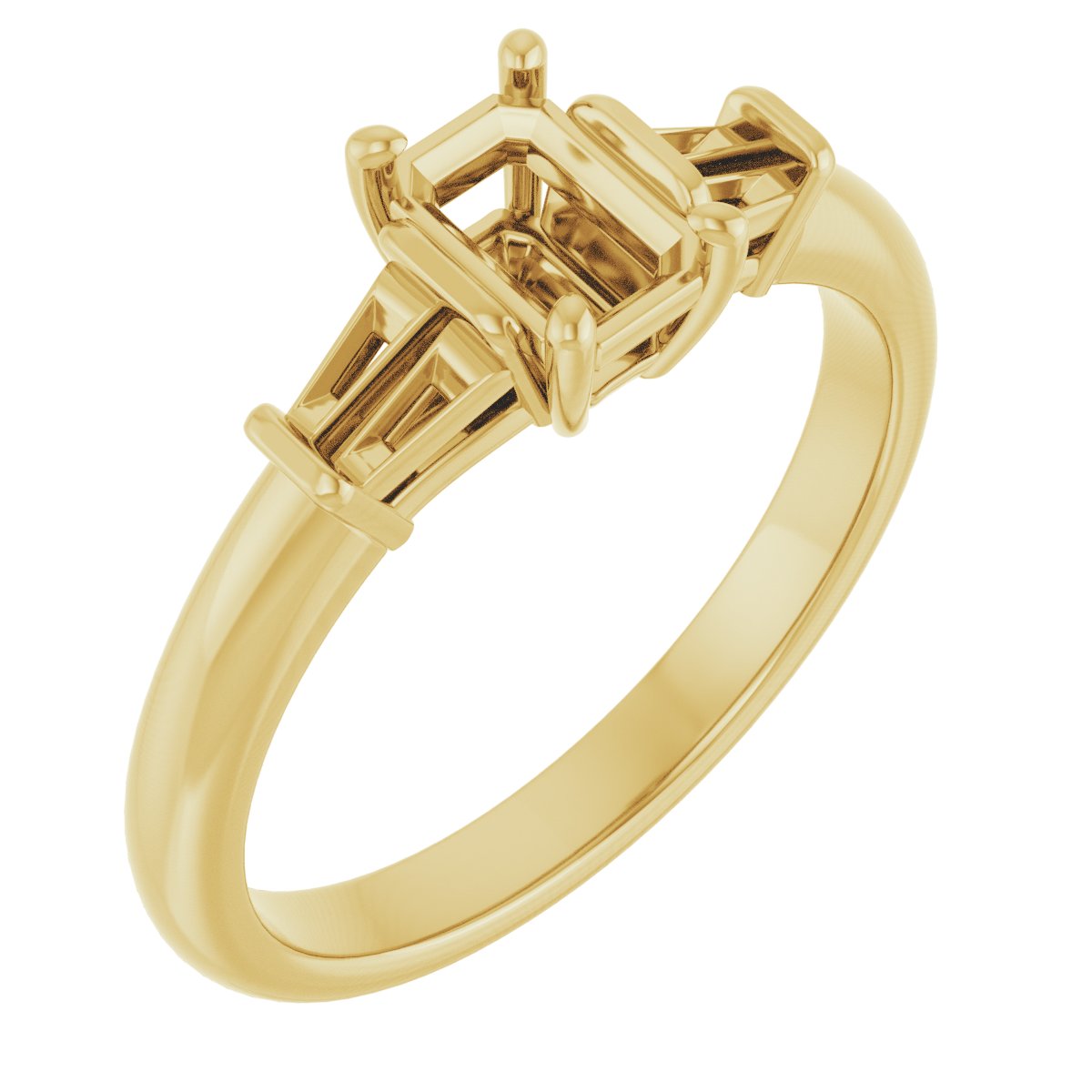 Baguette Accented Engagement Ring