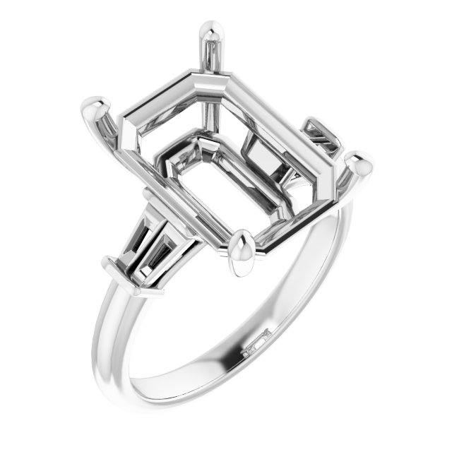 Baguette Accented Engagement Ring