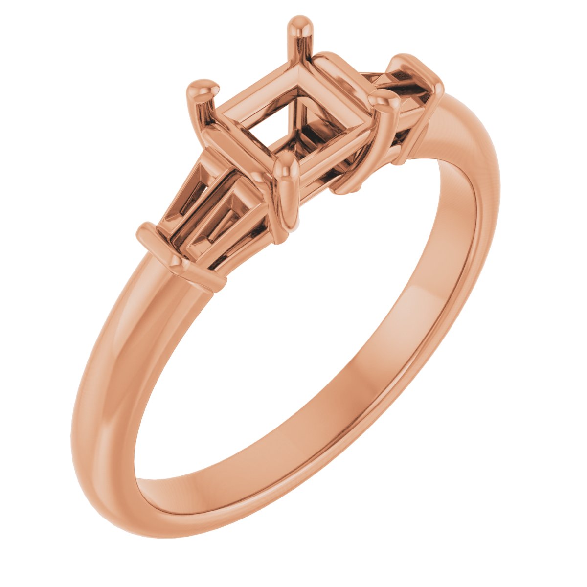 Baguette Accented Engagement Ring