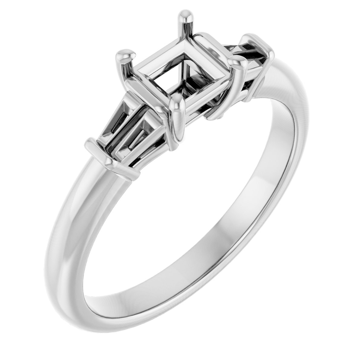 Baguette Accented Engagement Ring