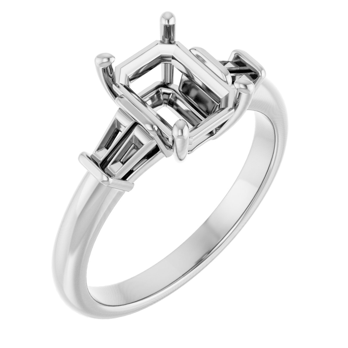 Baguette Accented Engagement Ring