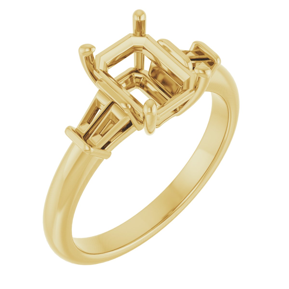 Baguette Accented Engagement Ring
