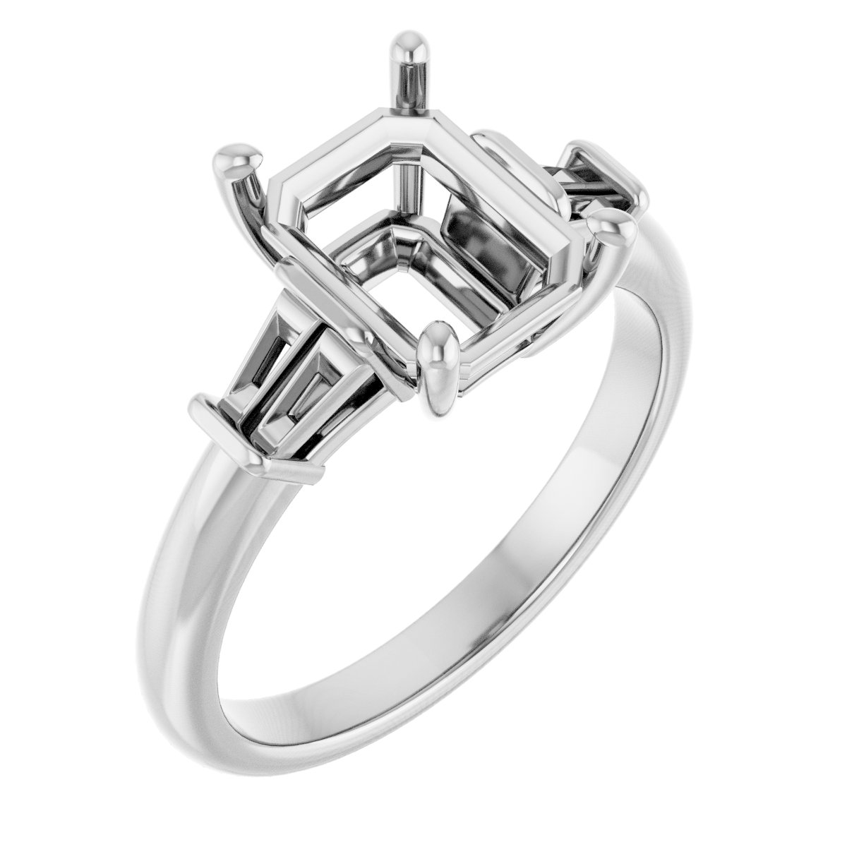 Baguette Accented Engagement Ring