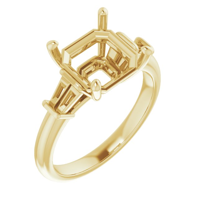Baguette Accented Engagement Ring