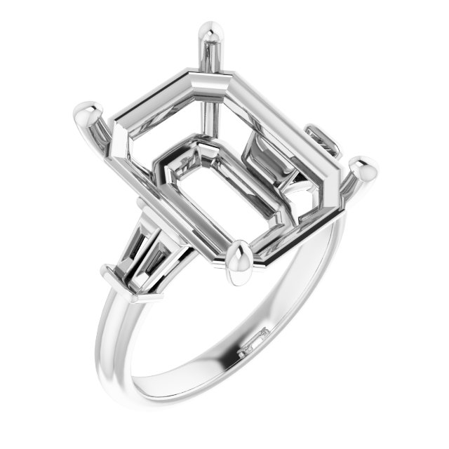 Baguette Accented Engagement Ring