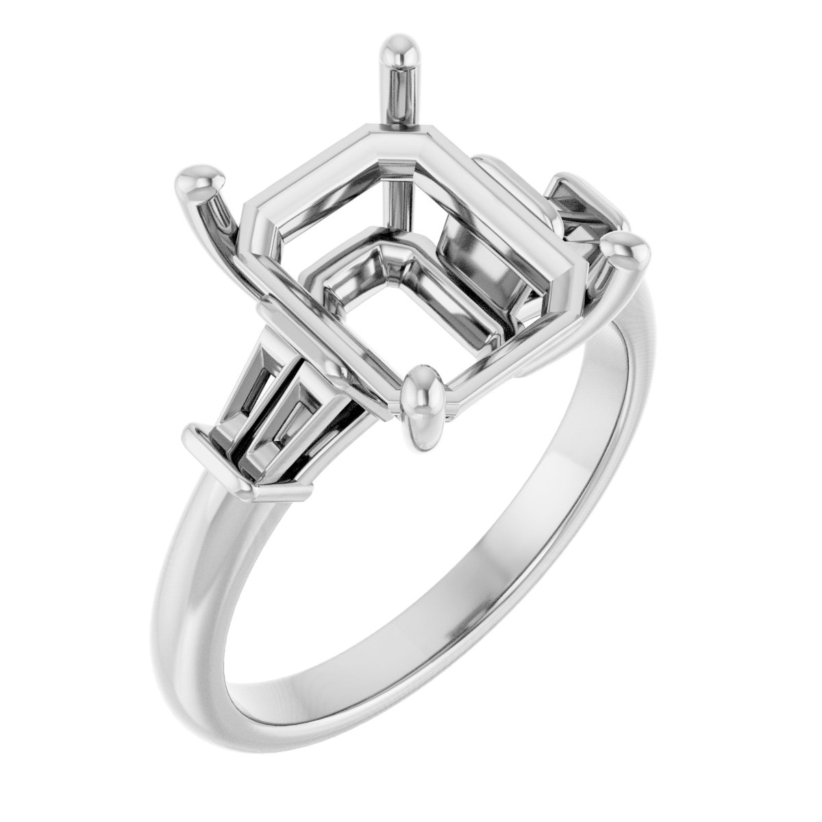 Baguette Accented Engagement Ring