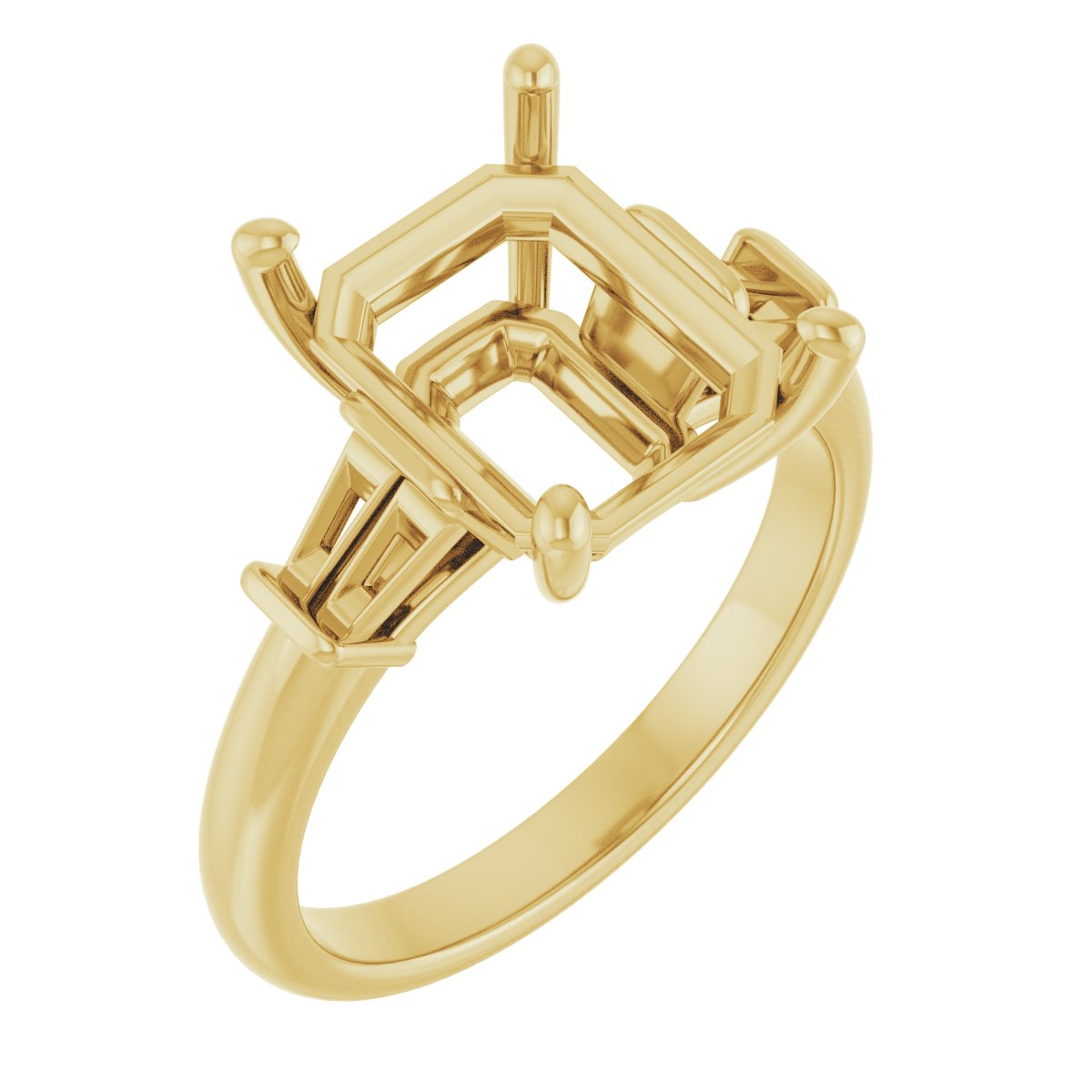 Baguette Accented Engagement Ring