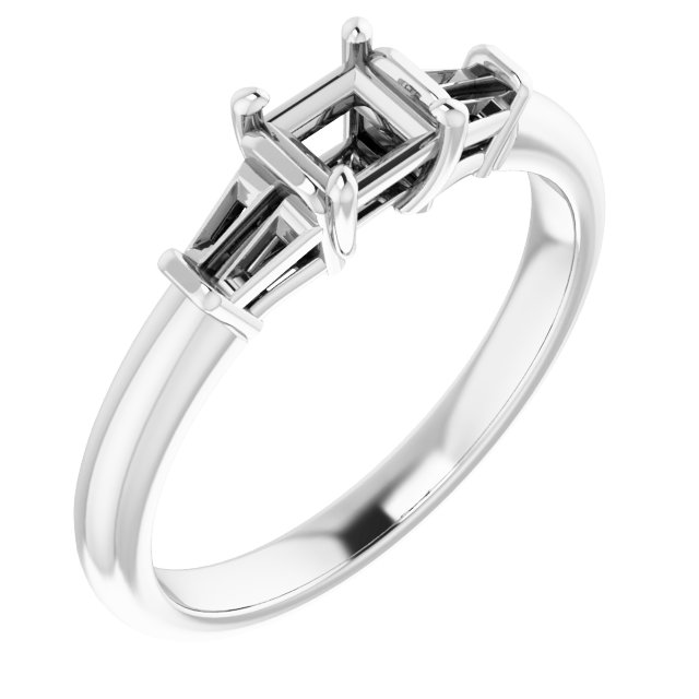 Baguette Accented Engagement Ring
