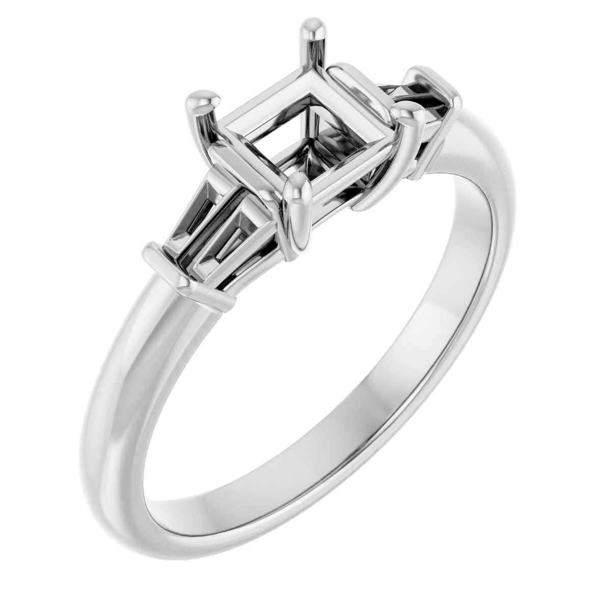 Baguette Accented Engagement Ring